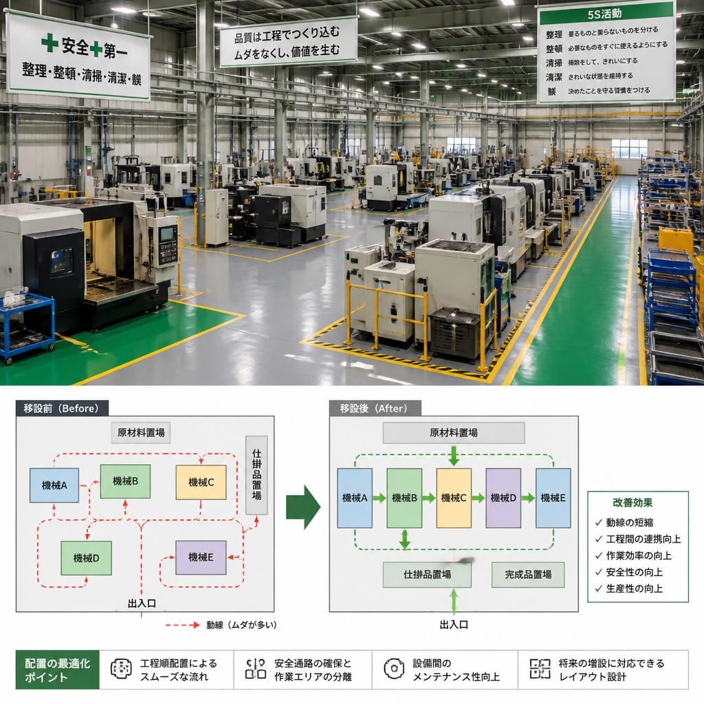 設備移設で生産ラインを最適配置
