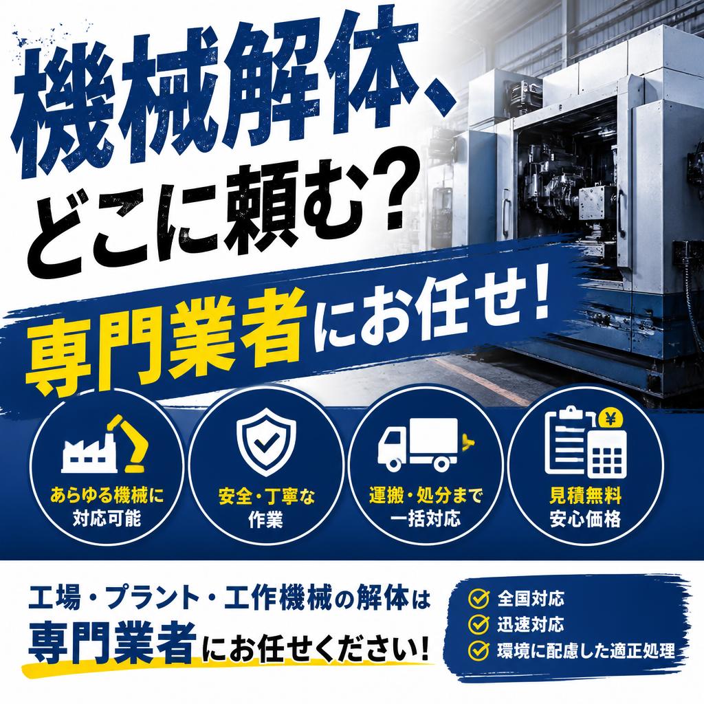 「機械解体、どこに頼む？」専門業者にお任せ！
