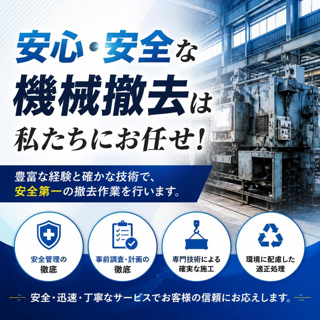 安心・安全な機械撤去は私たちにお任せ！