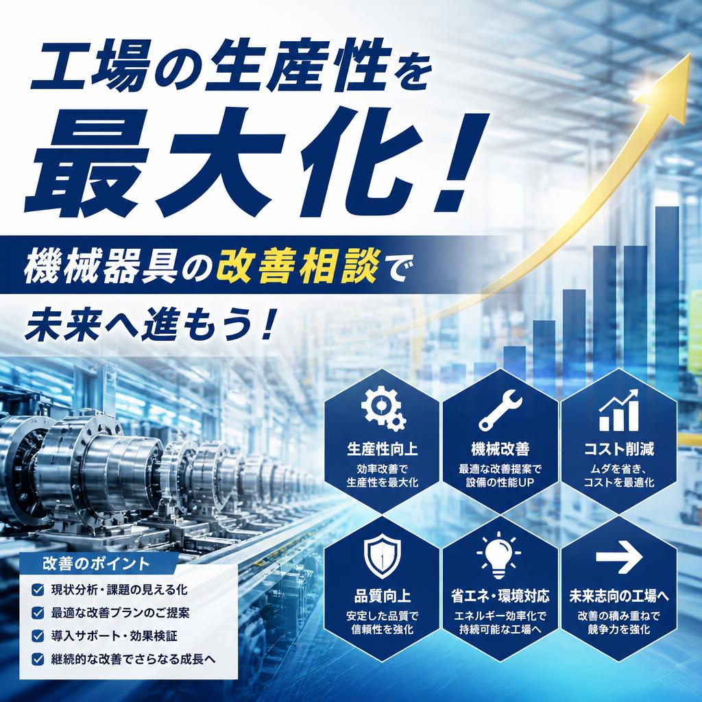 工場の生産性を最大化！機械器具の改善相談で未来へ進もう！