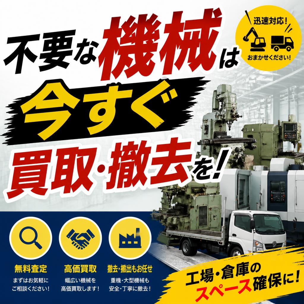 不要な機械は今すぐ買取・撤去を！