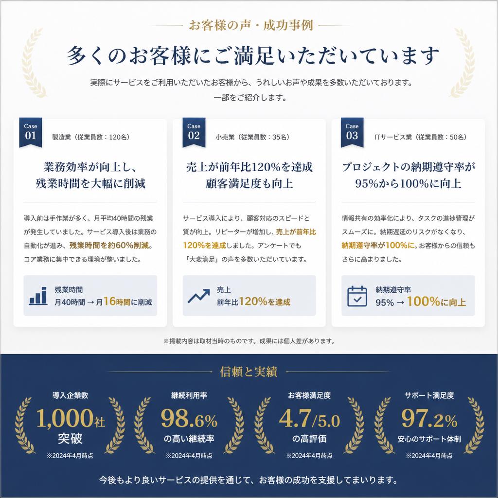 4. お客様の声：実績と信頼