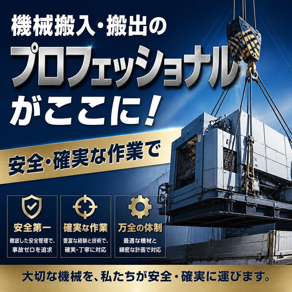 機械搬入・搬出のプロフェッショナルがここに！安全・確実な作業で