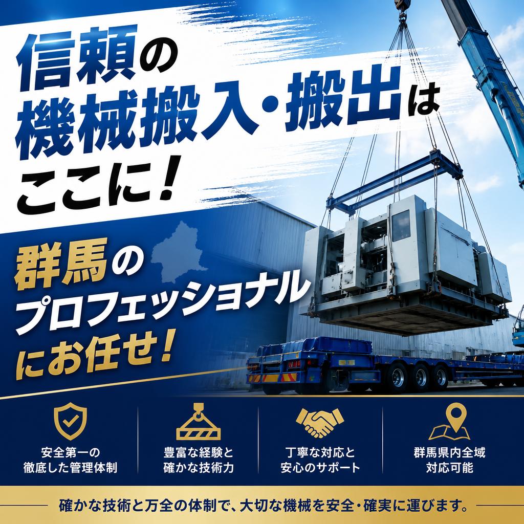 信頼の機械搬入・搬出はここに！群馬のプロフェッショナルにお任せ！