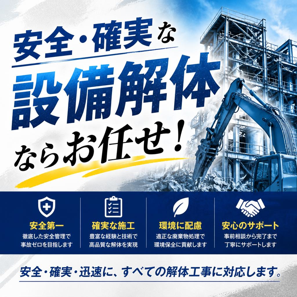 安全・確実な設備解体ならお任せ！