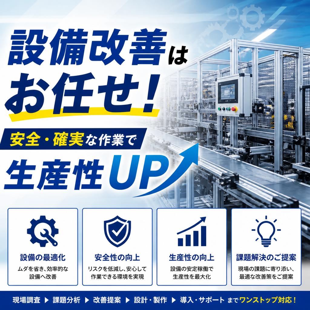 設備改善はお任せ！安全・確実な作業で生産性UP！
