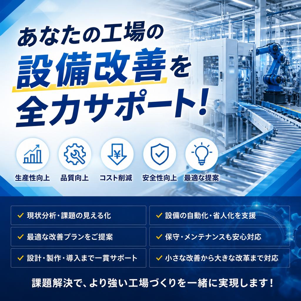 あなたの工場の設備改善を全力サポート！