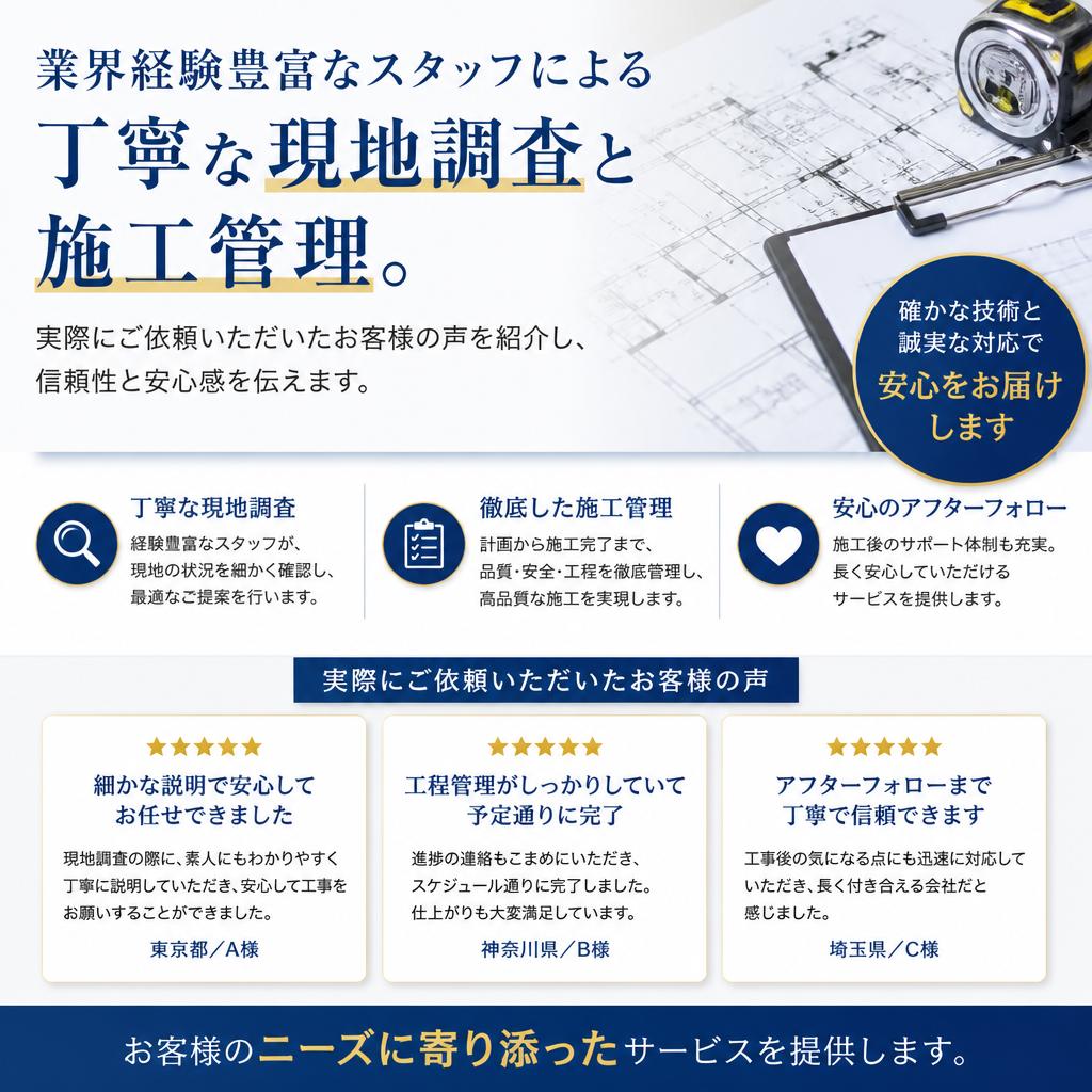 安心の施工体制とお客様の声