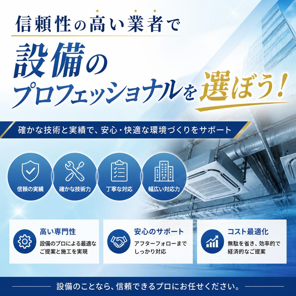 信頼性の高い業者で設備のプロフェッショナルを選ぼう！