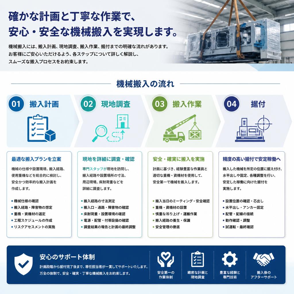 機械搬入の流れ