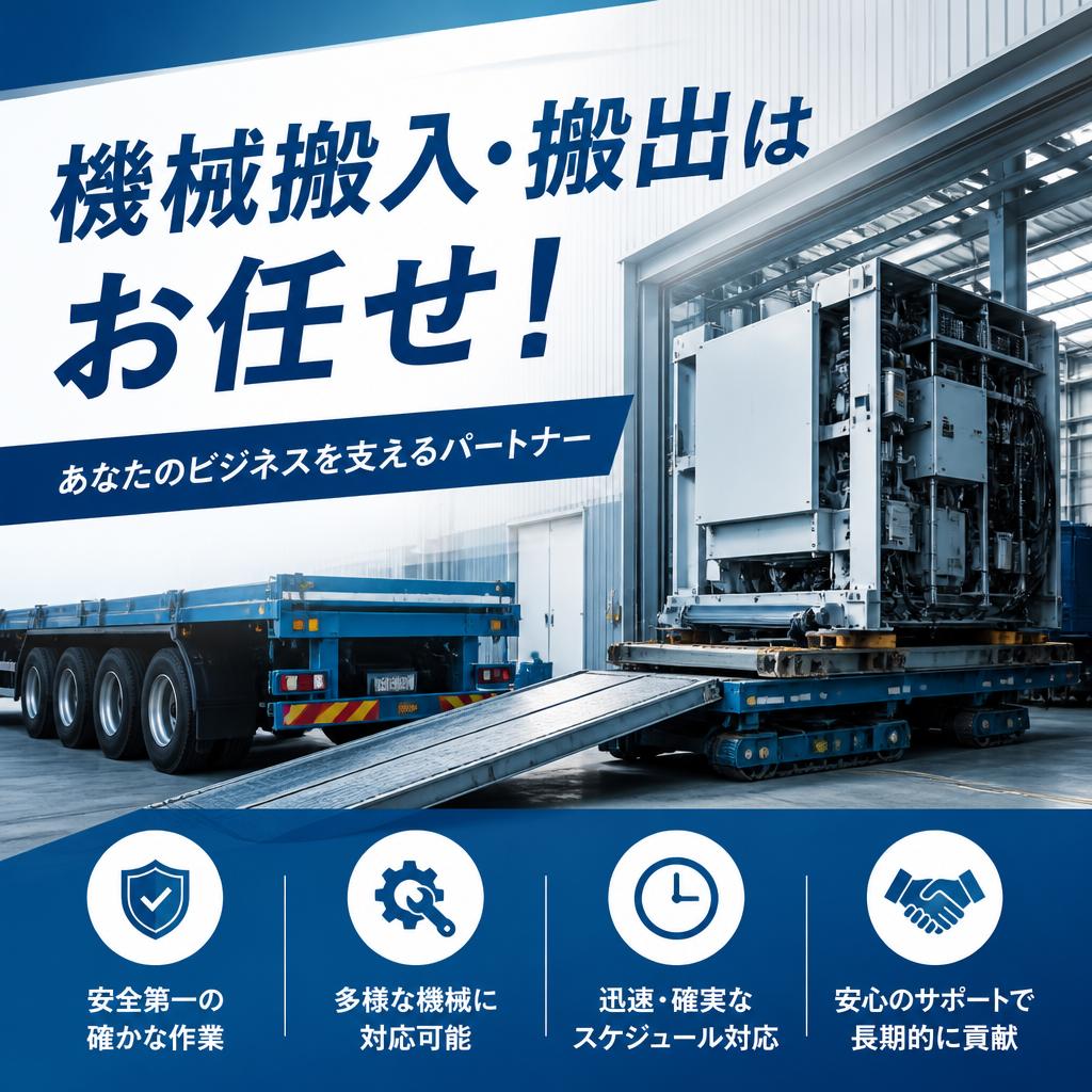 機械搬入・搬出はお任せ！あなたのビジネスを支えるパートナー