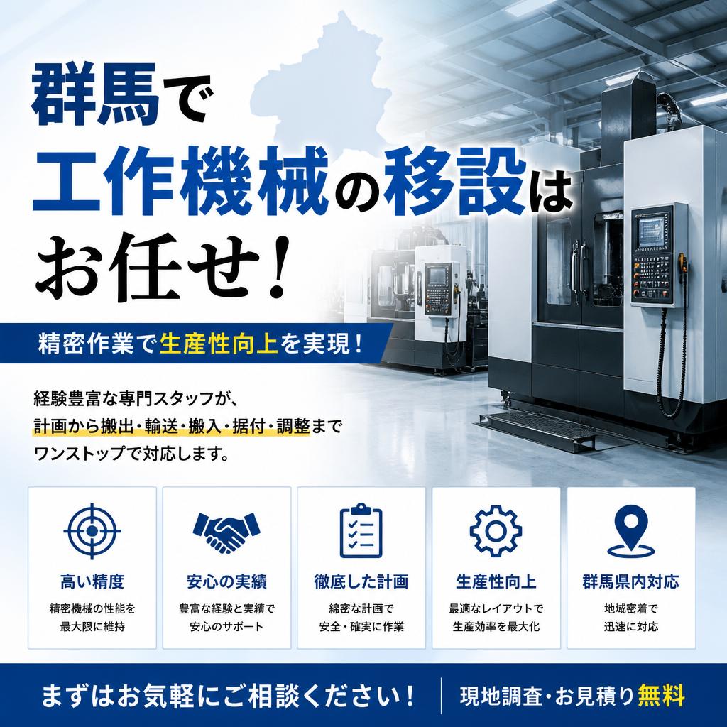 群馬で工作機械の移設はお任せ！精密作業で生産性向上を実現！